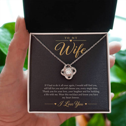 To My Wife Necklace - Still Choose You - White Gold Finish / Standard Box with message card in hand
