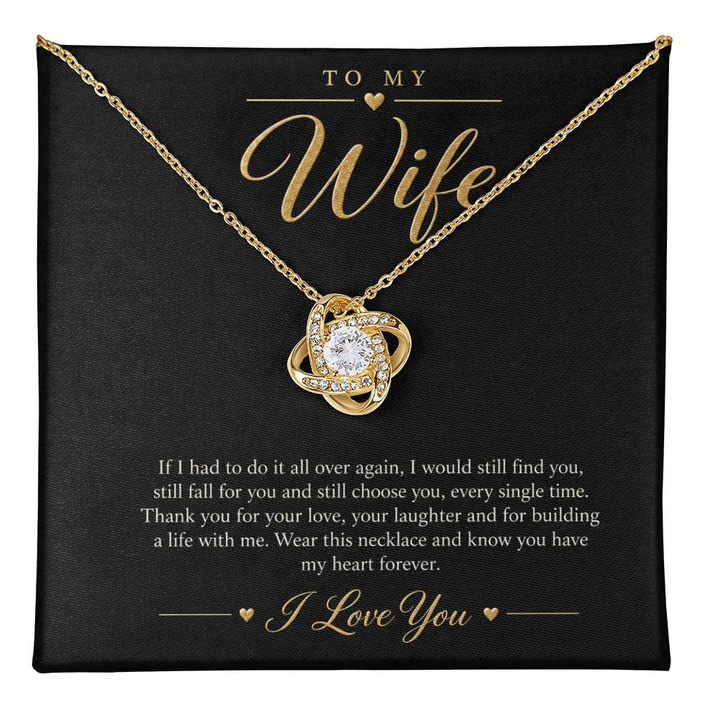 To My Wife Necklace - Still Choose You - message card close-up, Yellow Gold Finish
