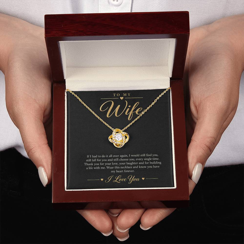 To My Wife Necklace - Still Choose You - Yellow Gold Finish / Luxury Box with message card in hand