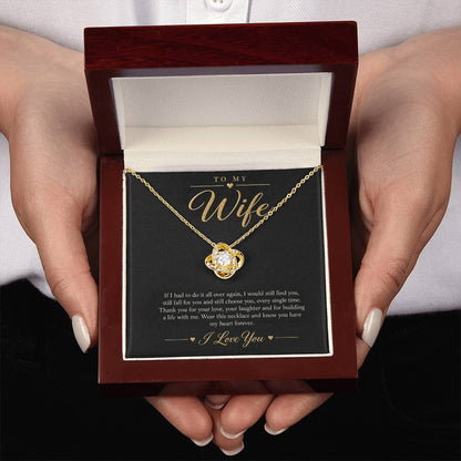 To My Wife Necklace - Still Choose You - Yellow Gold Finish / Luxury Box with message card in hand