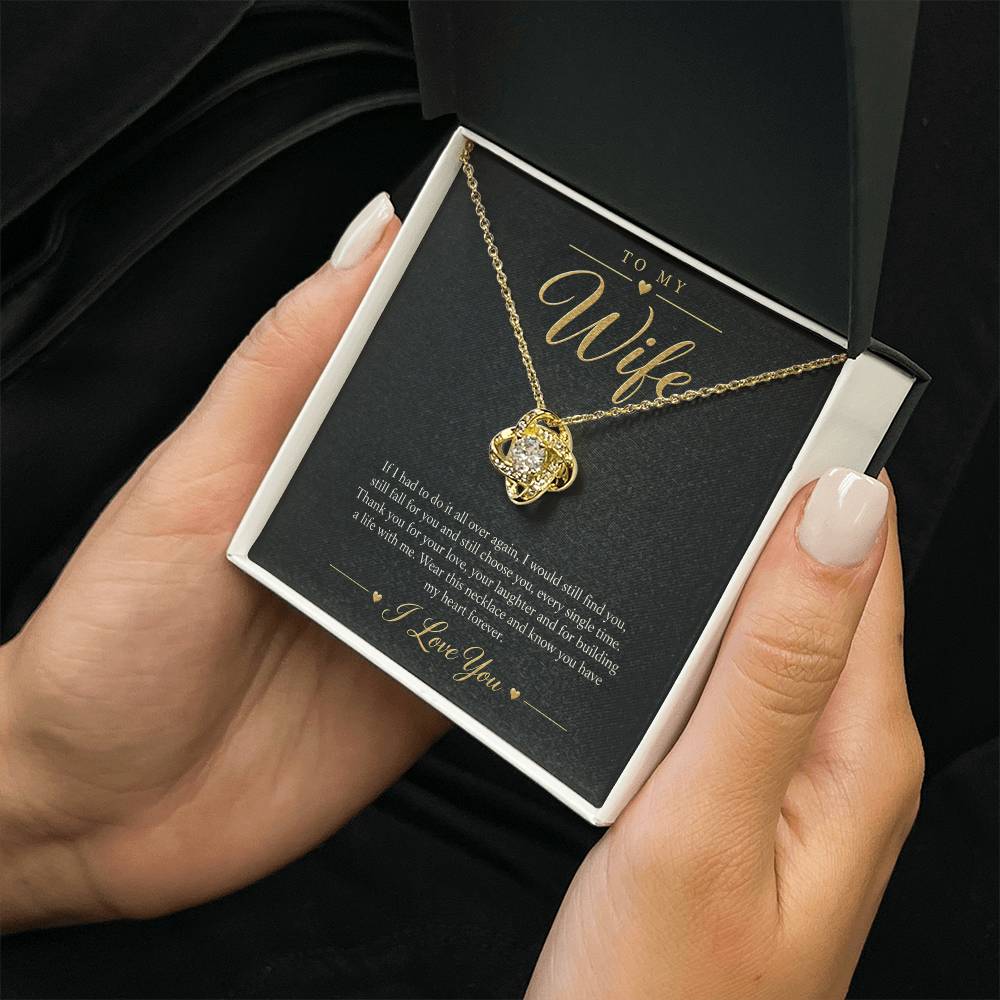 To My Wife Necklace - Still Choose You - Yellow Gold Finish / Standard Box with message card in hand