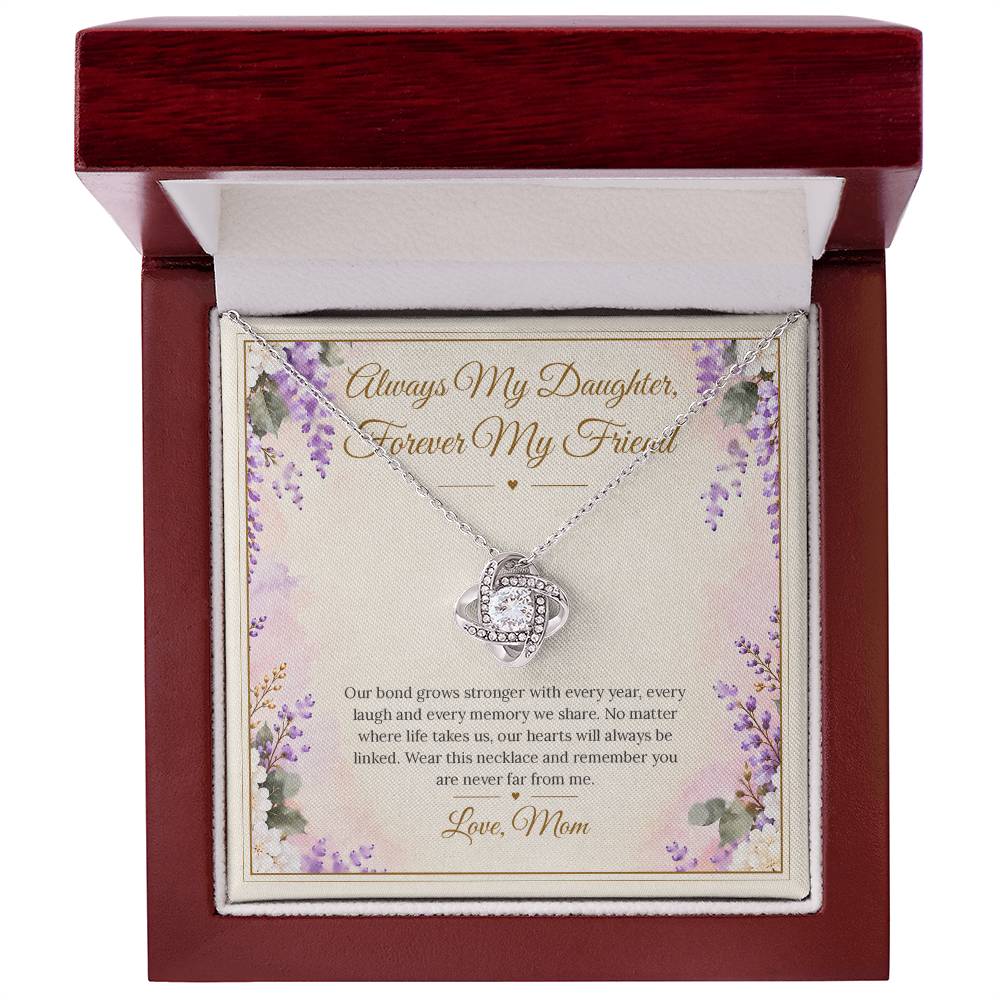 Mom and Daughter Necklace - Forever My Friend - White Gold Finish / Luxury Box