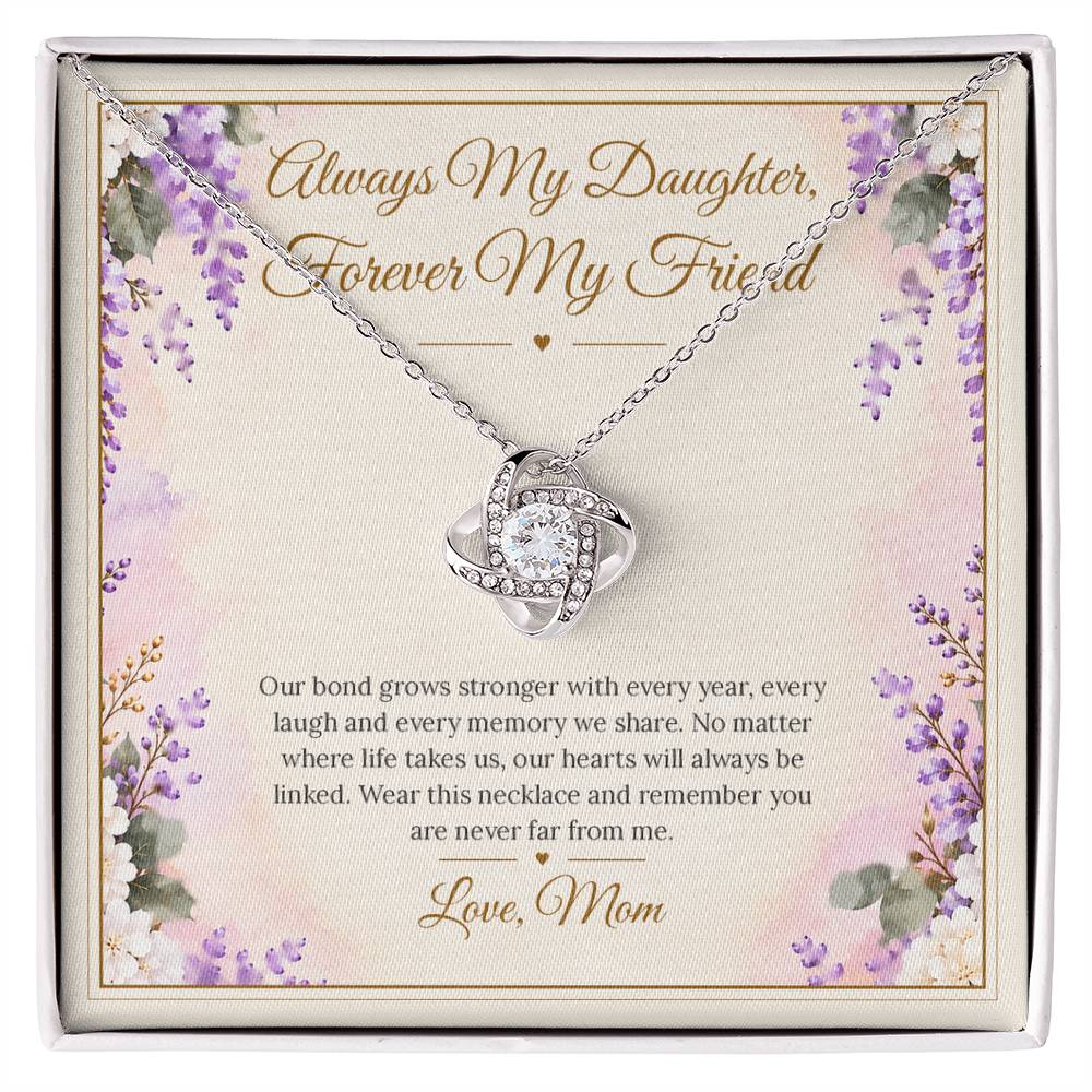 Mom and Daughter Necklace - Forever My Friend - White Gold Finish / Standard Box