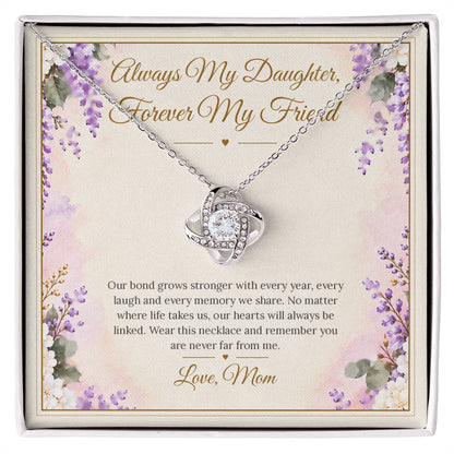 Mom and Daughter Necklace - Forever My Friend - White Gold Finish / Standard Box