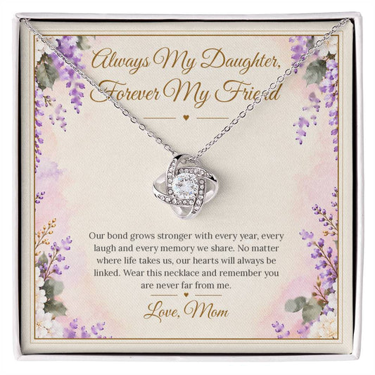 Mom and Daughter Necklace - Forever My Friend - White Gold Finish / Standard Box