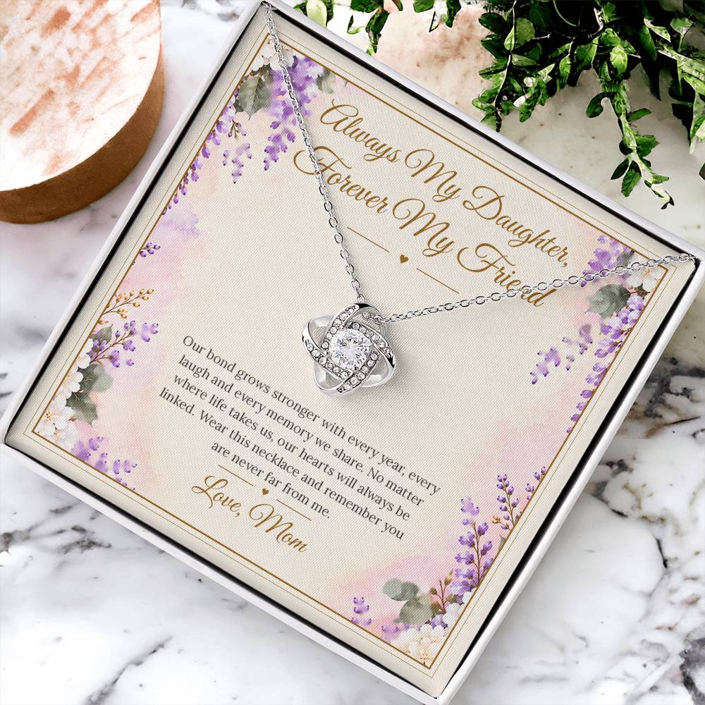 Mom and Daughter Necklace - Forever My Friend - White Gold Finish / Standard Box lifestyle