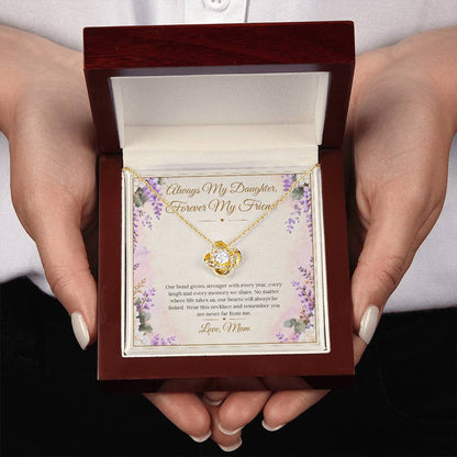 Mom and Daughter Necklace - Forever My Friend - Yellow Gold Finish / Luxury Box with message card in hand