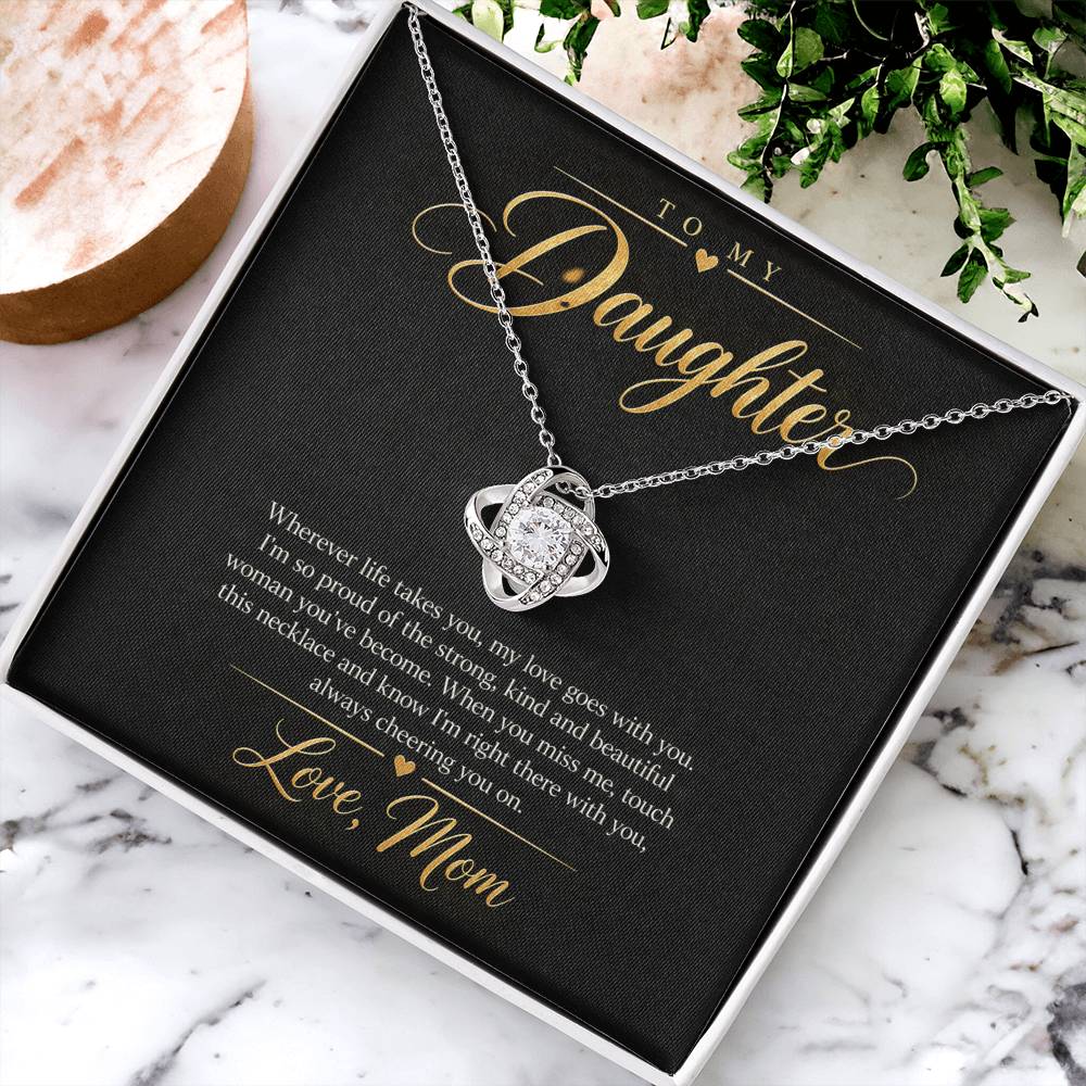 To My Daughter Necklace - Wherever Life Takes You - White Gold Finish / Standard Box lifestyle