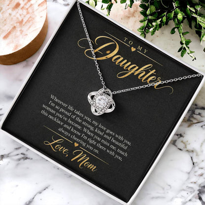 To My Daughter Necklace - Wherever Life Takes You - White Gold Finish / Standard Box lifestyle