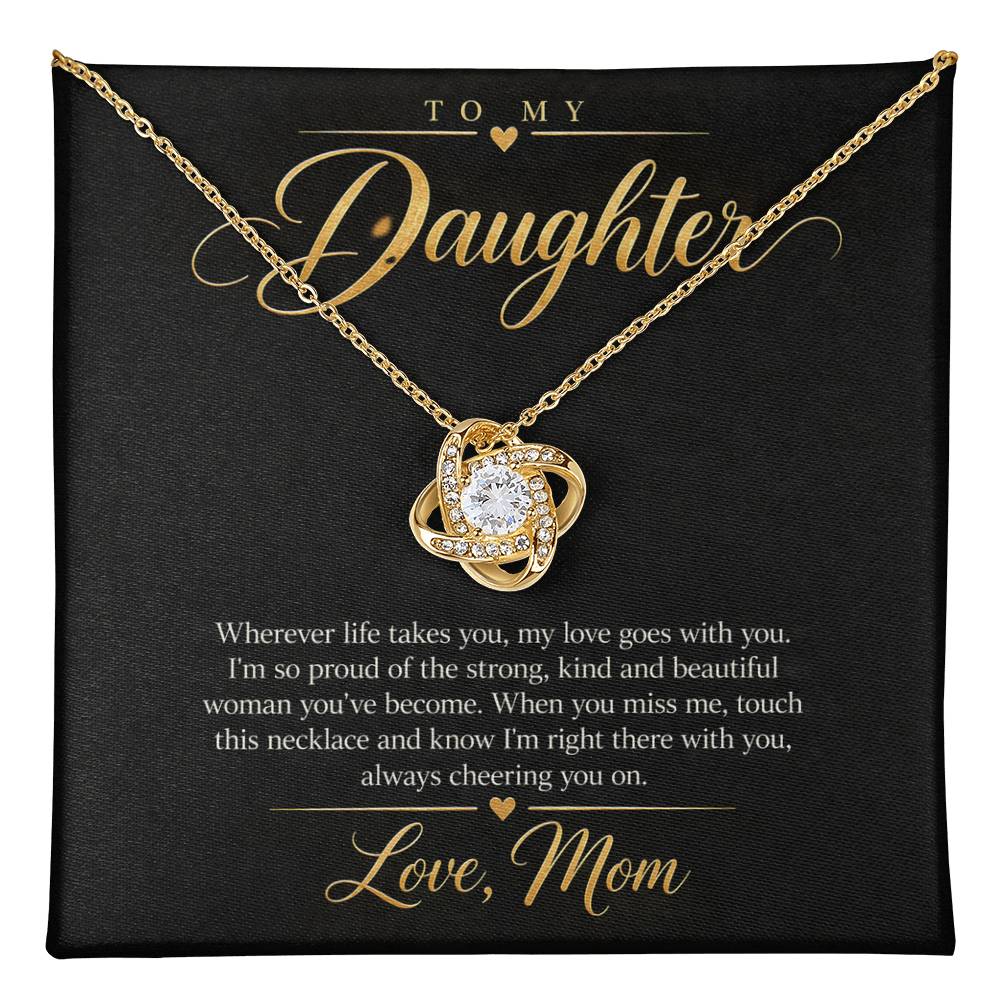 To My Daughter Necklace - Wherever Life Takes You - message card close-up, Yellow Gold Finish