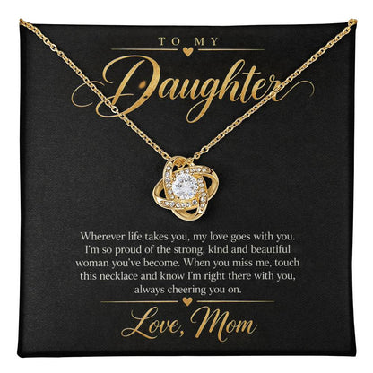 To My Daughter Necklace - Wherever Life Takes You - message card close-up, Yellow Gold Finish