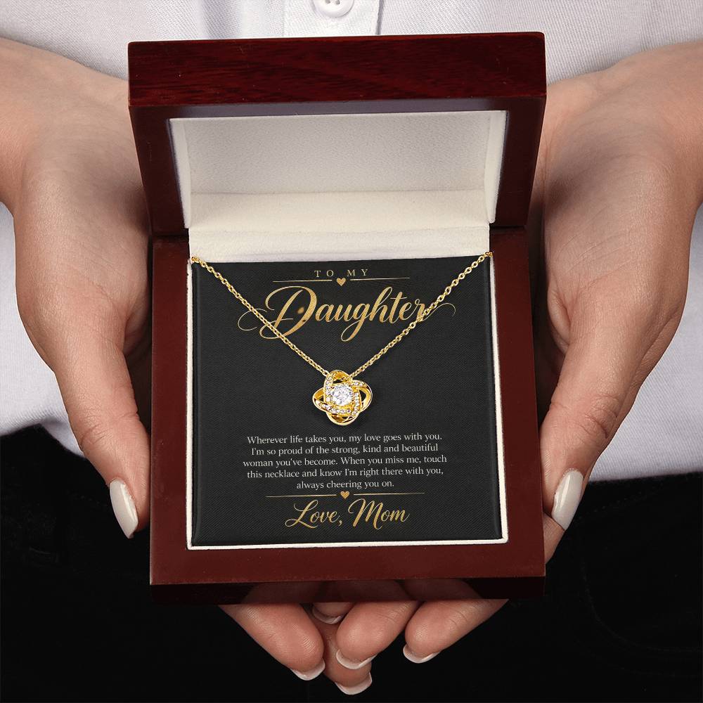 To My Daughter Necklace - Wherever Life Takes You - Yellow Gold Finish / Luxury Box with message card in hand