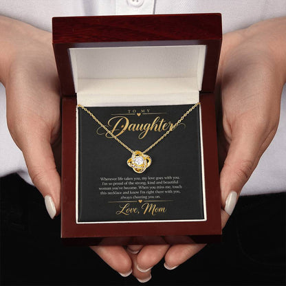To My Daughter Necklace - Wherever Life Takes You - Yellow Gold Finish / Luxury Box with message card in hand