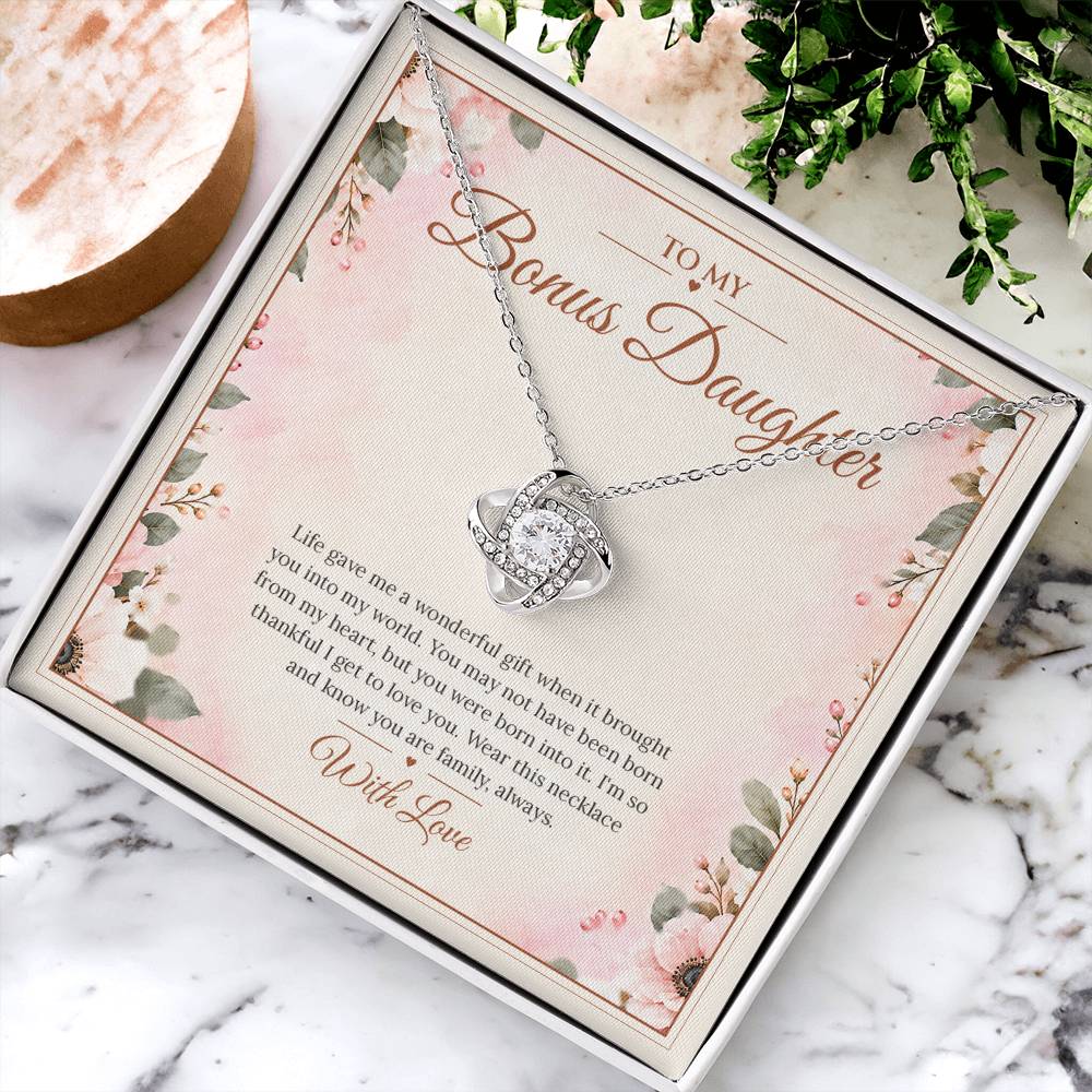 Bonus Daughter Necklace - Born Into My Heart - White Gold Finish / Standard Box lifestyle