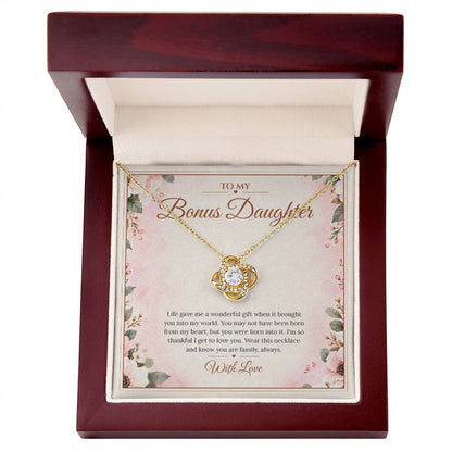 Bonus Daughter Necklace - Born Into My Heart - Yellow Gold Finish / Luxury Box