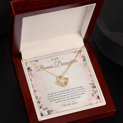 Bonus Daughter Necklace - Born Into My Heart - Yellow Gold Finish / Luxury Box lifestyle