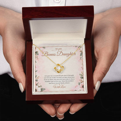 Bonus Daughter Necklace - Born Into My Heart - Yellow Gold Finish / Luxury Box with message card in hand