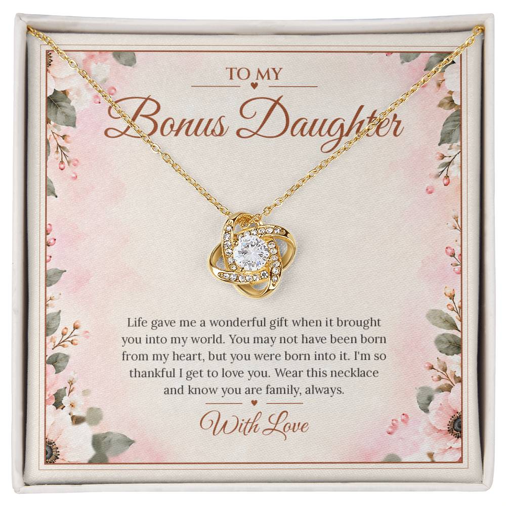 Bonus Daughter Necklace - Born Into My Heart - Yellow Gold Finish / Standard Box
