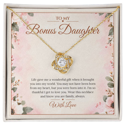 Bonus Daughter Necklace - Born Into My Heart - Yellow Gold Finish / Standard Box