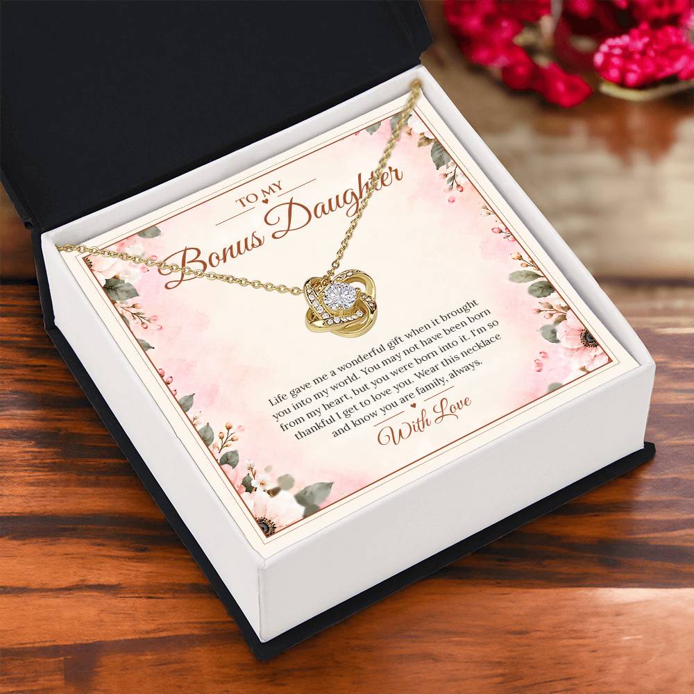Bonus Daughter Necklace - Born Into My Heart - Yellow Gold Finish / Standard Box lifestyle