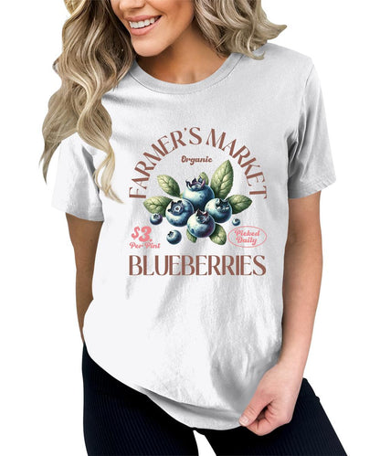 Blueberries Shirt Fruit Aesthetic Cute Graphic Tees For Women