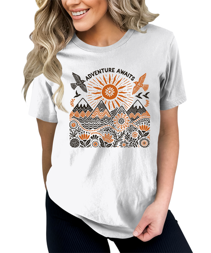 Wonderful Adventure Awaits Nature Graphic Tees for Women