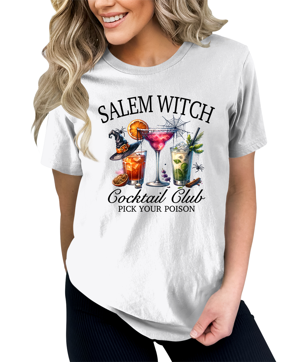 Salem Witch Cocktail Holloween Graphic Tees for Women