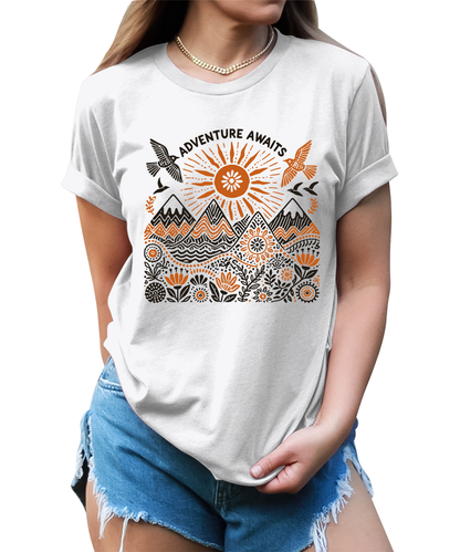 Wonderful Adventure Awaits Nature Graphic Tees for Women