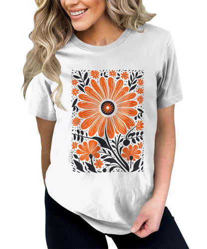 Spring Blooms Floral Graphic Tees For Women