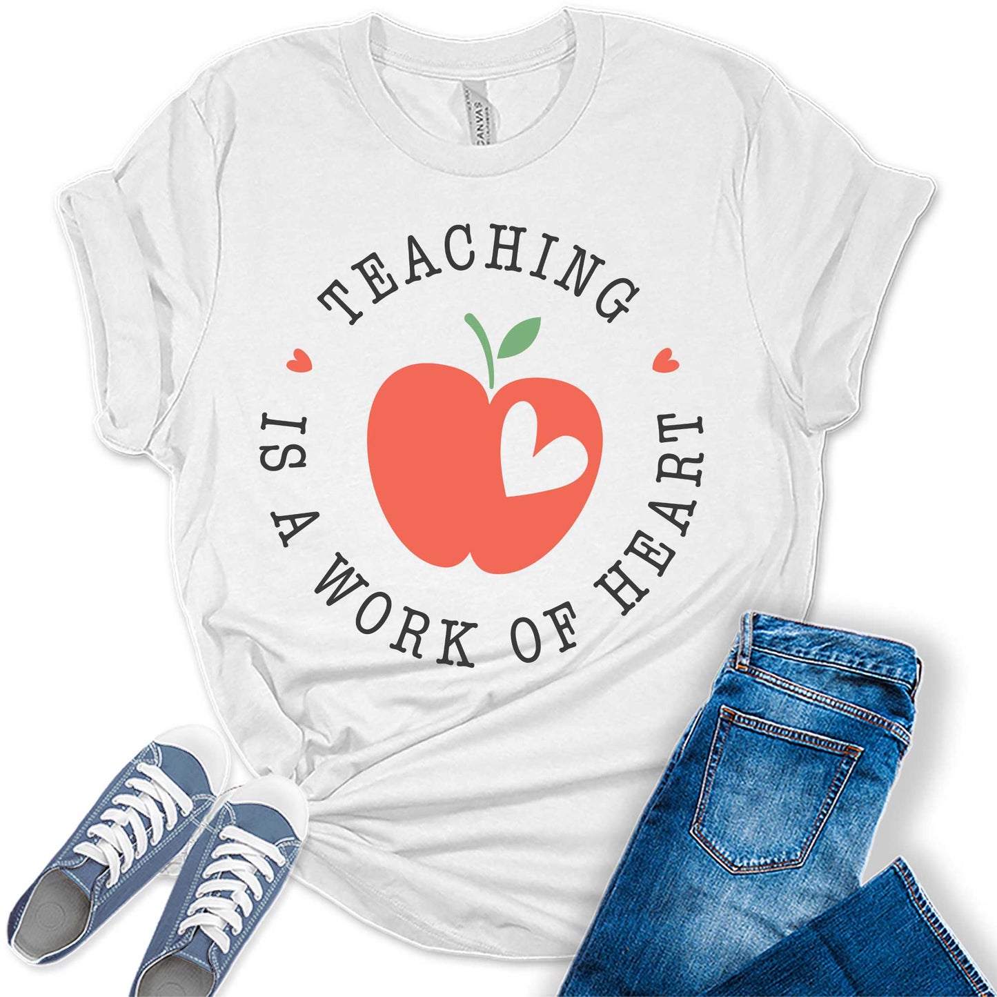 Women's Teacher Is A Work Of Heart Teaching Graphic Tees