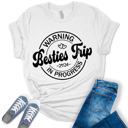 Besties Trip 2024 Shirt Vacation Graphic Tees for Women Cute Summer Tops