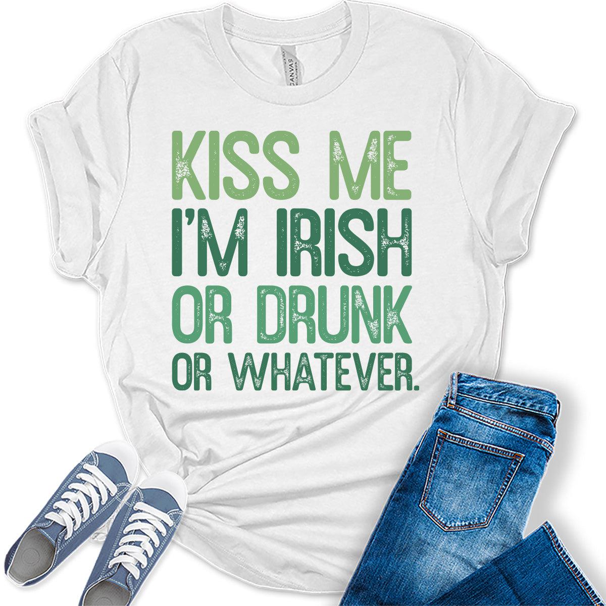 Kiss Me I'm Irish T Shirt St Patricks Day Shirt Womens Letter Print Graphic Tees