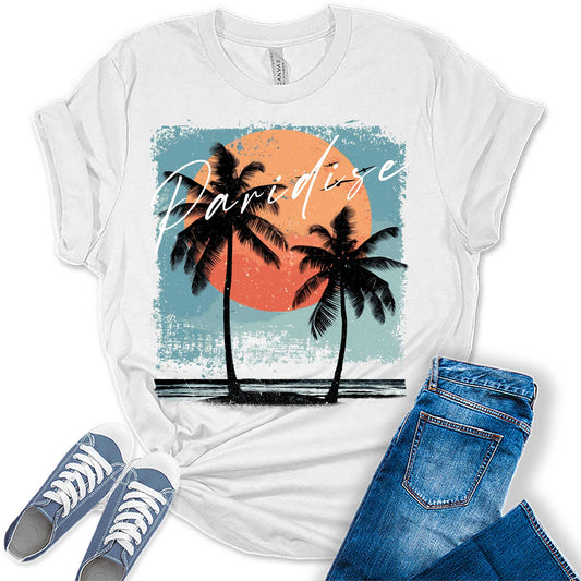Paradise Beach Shirt for Women Cute Summer Graphic Tees