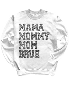 Mama Mommy Mom Bruh Leopard Letter Print Crewneck Sweatshirt