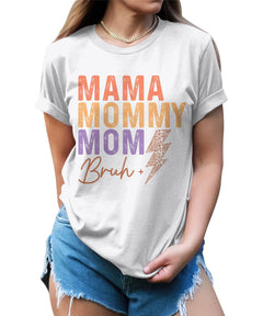 Mama Mommy Mom Bruh Thunder Leopard Print Retro T-Shirt