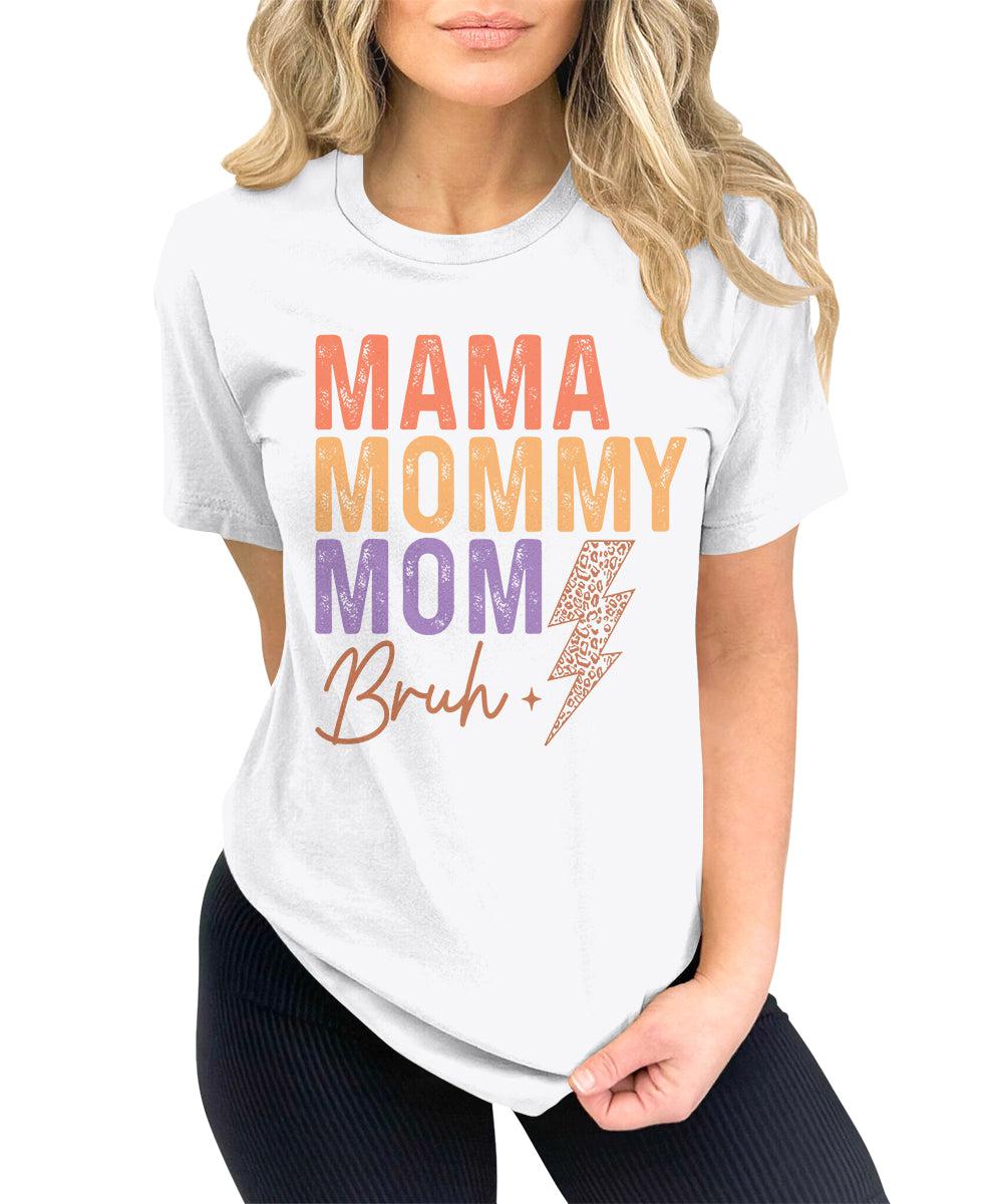Mama Mommy Mom Bruh Thunder Leopard Print Retro T-Shirt