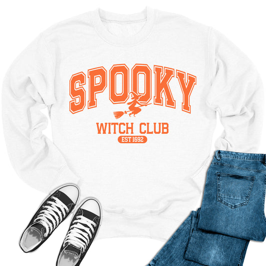 Spooky Witch Club Letter Print Crewneck Sweatshirt