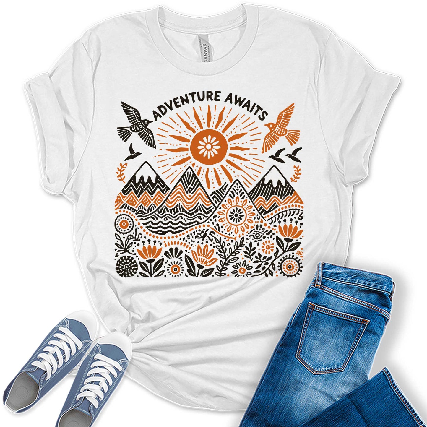 Wonderful Adventure Awaits Nature Graphic Tees for Women