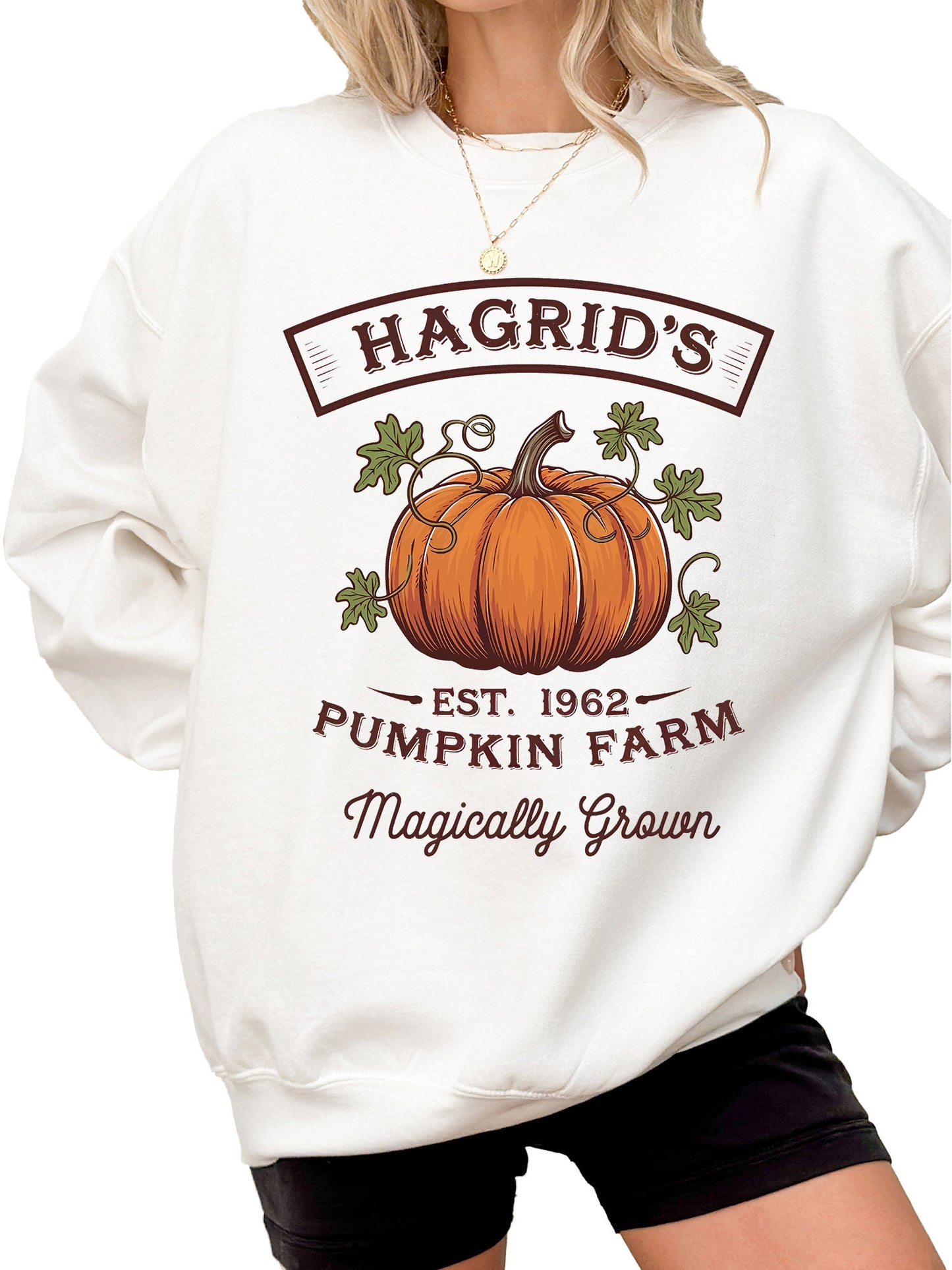 Women's Hagrid's Pumpkin Farm Magically Grown Crewneck Sweatshirt