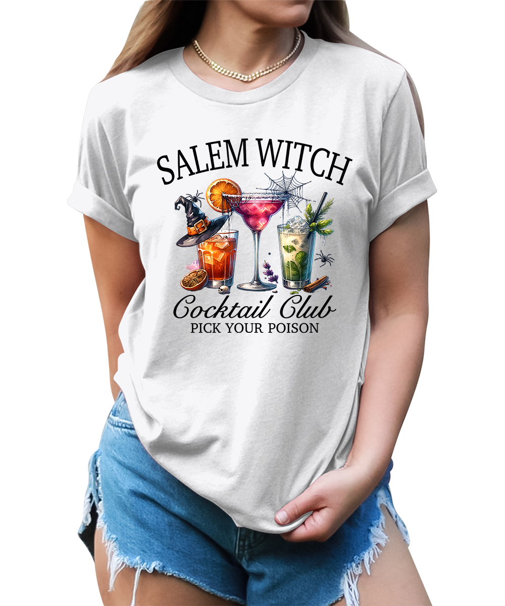 Salem Witch Cocktail Holloween Graphic Tees for Women