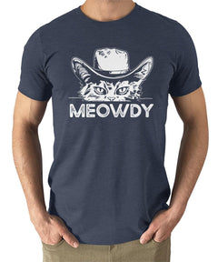 Meowdy Cat Cowboy Funny Country Mens T-shirt