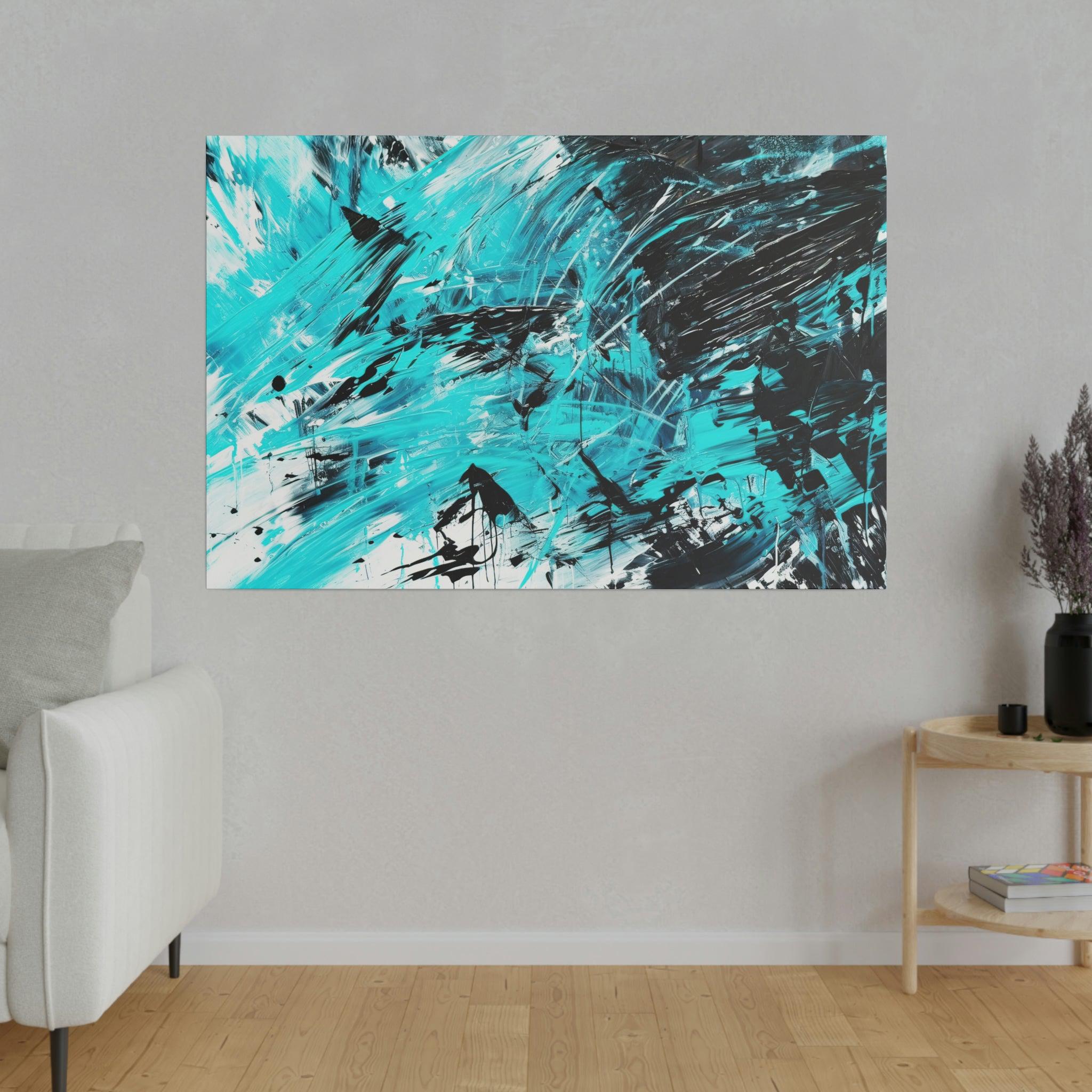 Aqua Blue 4 Wall Art-Abstract Picture Canvas Print Wall Painting Modern Artwork Canvas Wall Art for Living Room Home Office Décor