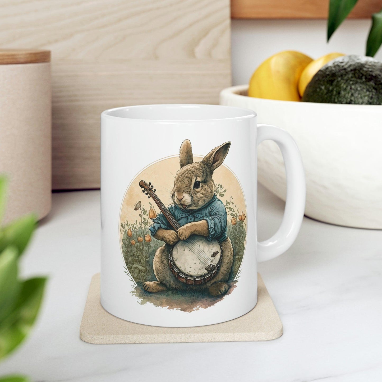 Rabbit Playing Banjo Coffee Mug