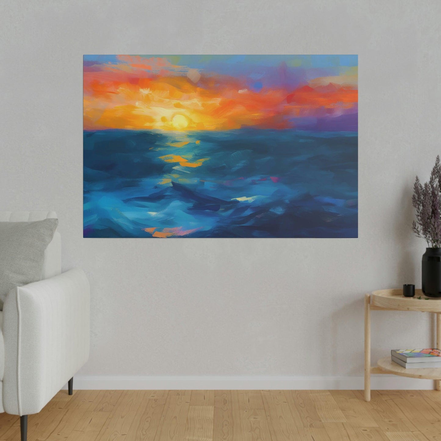 Ocean Sunset 2 Wall Art - Abstract Picture Canvas Print Wall Painting Modern Artwork Wall Art for Living Room Home Office Décor