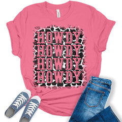 Howdy Shirt Cute Country Short Sleeve Cow Print Top