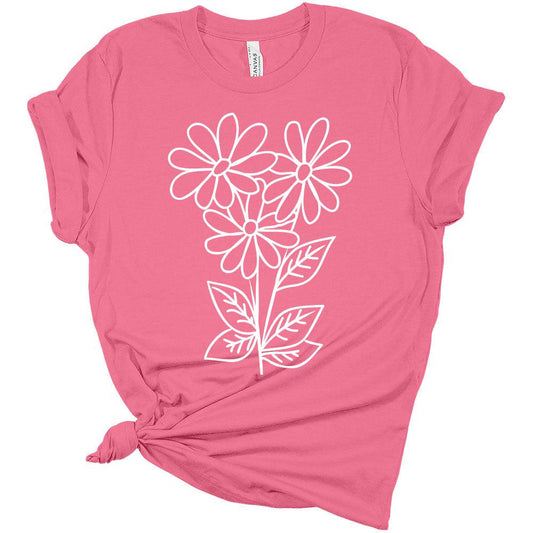 Womens Daisy Shirt Ladies Cute Wildflower Graphic Tees Spring Short Sleeve Plus Size Summer Tops For Women