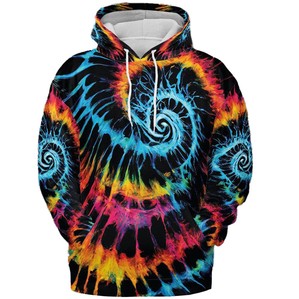 Fluorescent Tie Dye Paint Swirl Graphic Print Unisex Hoodie GyftWear