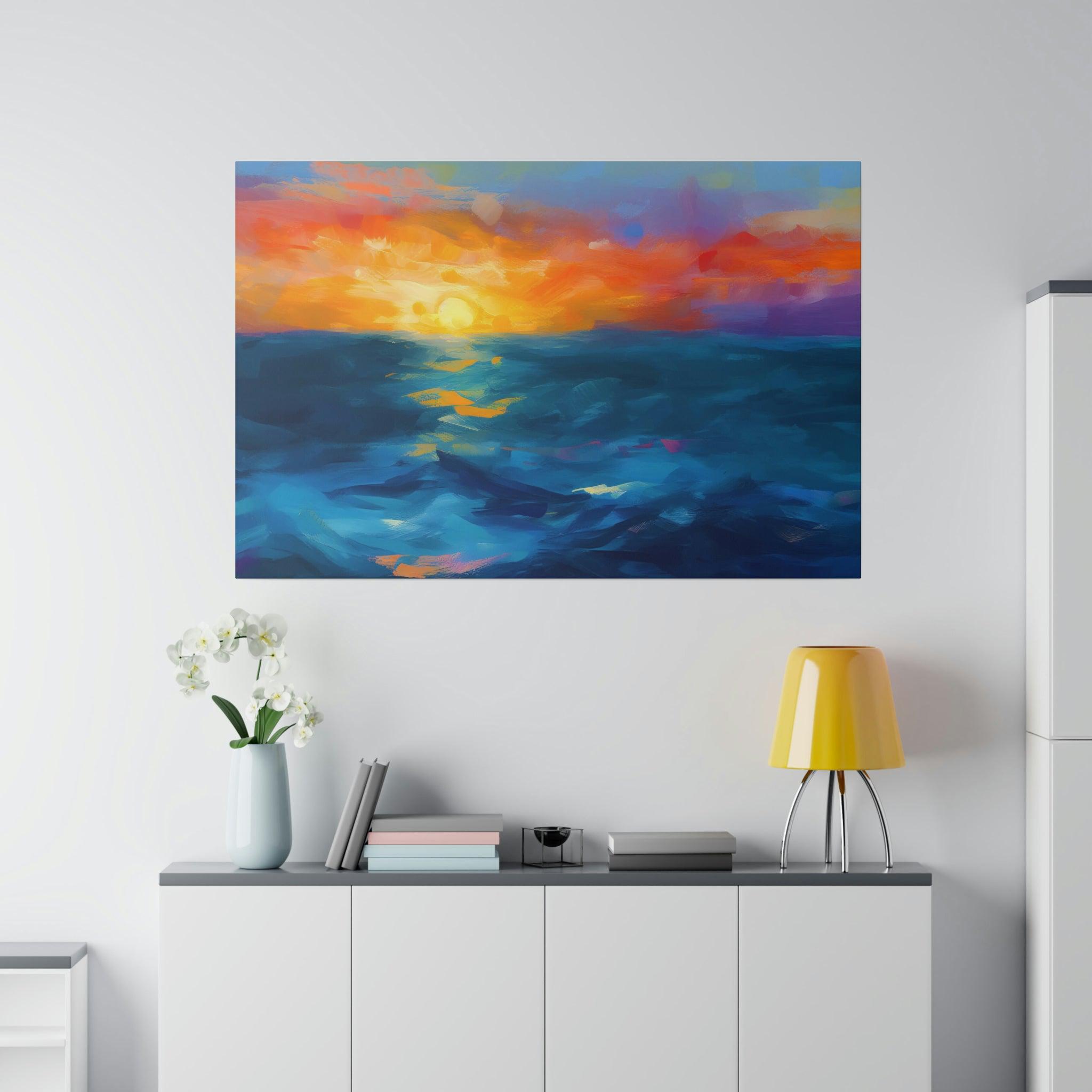 Ocean Sunset 2 Wall Art - Abstract Picture Canvas Print Wall Painting Modern Artwork Wall Art for Living Room Home Office Décor