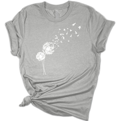 Women's Graphic Dandelion Wishies T Shirt Summer Bella Top Casual Plus Size Tee