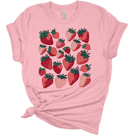 Womens Strawberry Shirt Cute Fruit T Shirtstrawberries Print Cottagecore Clothing Garden Graphic Tees